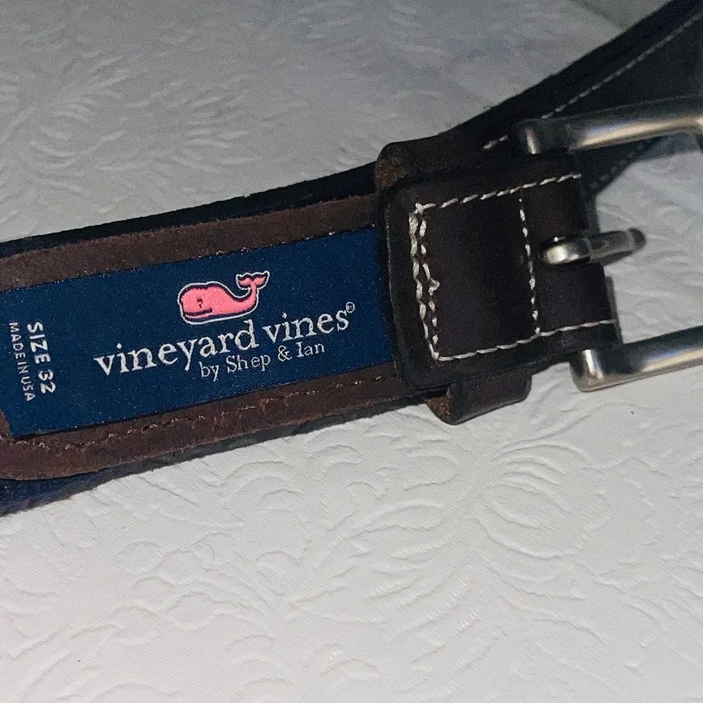 Vineyard Vines Men's Irish Flag Shamrock Canvas & Leather Belt 32 USA